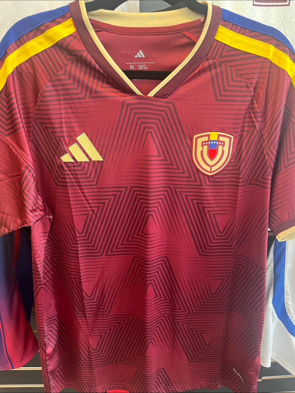 Venezuela Soccer Jersey with Gold Trim